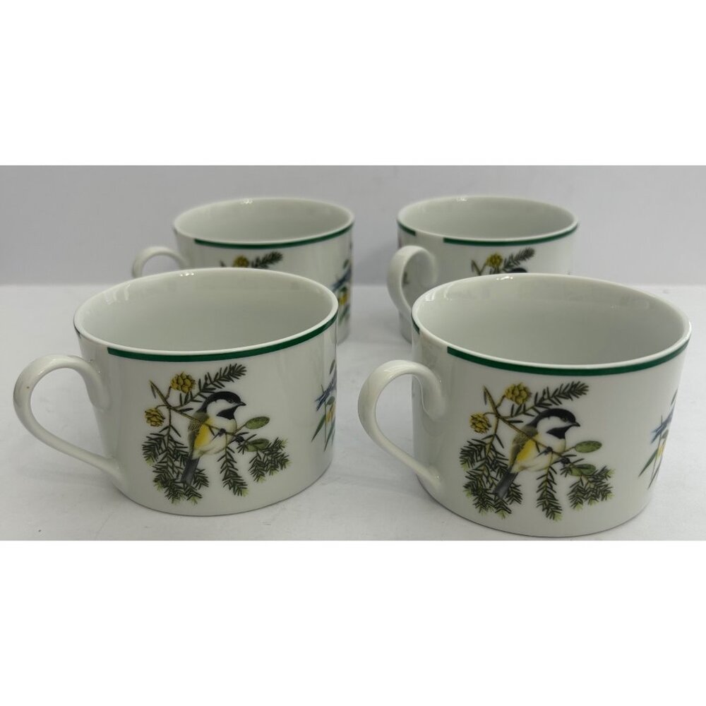 4 Songbirds Coffee Tea Cups Porcelain Cardinal Bluebird Goldfinch Chickadee VTG - Picture 2 of 12